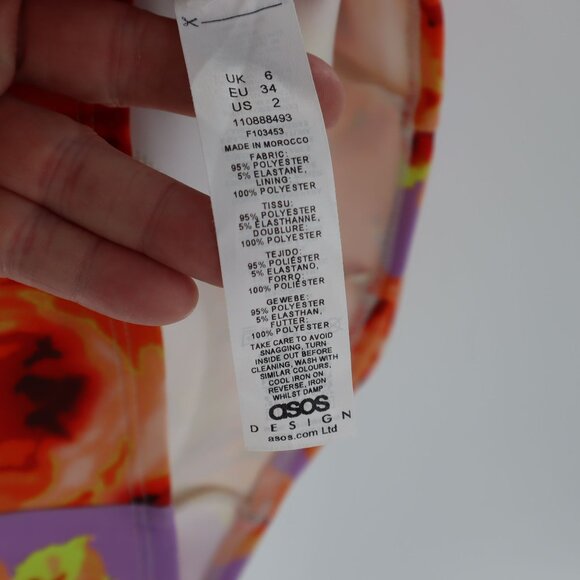 Asos Design Mini Dress Womens 2 Purple Coquette Twee Romantic Floral Casual - Picture 5 of 12